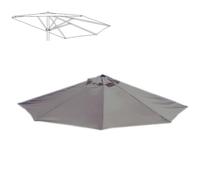 JNTFNE Parasol de Remplacement Demi-Rond de 2,7 m, 5 Baleines, pour terrasse, Jardin, Piscine, marché (Couleur : Gris Kaki, Taille : 270 cm/2,7 m, 5 Baleines)