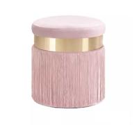 JNTFNE Pouf rond rembourré en velours avec pompons classiques, chaise de vanité de maquillage tabouret de repose-pieds rembourré doux compact pour salon chambre (couleur : rose, taille : 40 x 40 x 44