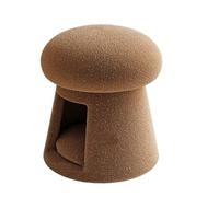JNTFNE Repose-pieds en forme de champignon, tabouret avec lit pour chat, pouf rond, convient pour salon, chambre à coucher, entrée (marron)