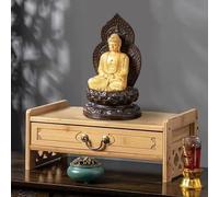 JNTFNE Table d'autel Chinoise, Table de méditation Basse avec tiroir, Objet Spirituel de puja pour Les prières bouddhistes, Salon, Chambre, Bureau, Salle de Bain (Marron Clair, 52 cm/20,5 po)