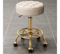 JNTFNE Tabourets De Coupe De Coiffeur à Rotation à 360 °, Banc De SièGe RéGlable Rembourré en PU pour Cuisine à Domicile, Salon De Coiffure, Atelier, Salon De Beauté Gold