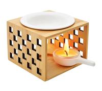 JNUYISW Brûleur à Huile, Brûle Parfum en Céramique et Bambou Brûleur d’Huiles pour Bougies, Fondants Parfumés et Cires Essentielle Lampe Parfumé avec Bougeoir pour Maison, Bureau, Spa, Yoga