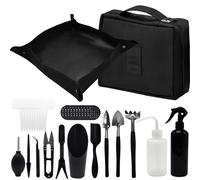 JNUYISW Kit D'outils de Jardin, 17 Pièces Mini Outils de Jardinage avec Pliable Tapis de Rempotage Outils Succulentes Kit D'outils pour Bonsai avec Sac de Rangement à Main pour Intérieur Extérieur