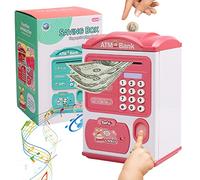 JNUYISW Tirelire Électronique pour Enfants, Mini ATM Tirelire avec Code et Empreinte Digitale Money Box pour Pièces de Monnaie, Argent Liquide Coffre-Fort Meilleur Cadeau pour Enfants 3-12 Ans