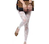 JNWHY Legging Femme Pantalon Rétro Sexy Fil Net Dame Rose Dentelle Élégant À Travers Leggings Pantalon sans Pieds Femmes Maigre Neuf Pantalons Taille Unique Blanc