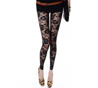 JNWHY Legging Femme Pantalon Rétro Sexy Fil Net Dame Rose Dentelle Élégant À Travers Leggings Pantalon sans Pieds Femmes Maigre Neuf Pantalons Taille Unique Noir