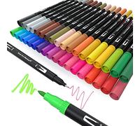 Jnyan Lot de 36 feutres à pointe fine et pointe pinceau pour adultes et enfants - Pour coloriage, dessin, projets de bricolage, journal, scrapbooking et fournitures scolaires