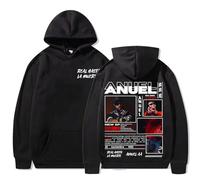 JNYEHSUI Sweats À Capuche pour Les Hommes Sweatshirt Haut De Sport Unisexe Rapper Anuel AA 2D Impression Mode Hauts Hip Hop Style Sweatshirt Décontractés Hoodies-Black||x_s