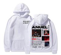 JNYEHSUI Sweats À Capuche pour Les Hommes Sweatshirt Haut De Sport Unisexe Rapper Anuel AA 2D Impression Mode Hauts Hip Hop Style Sweatshirt Décontractés Hoodies-White||x_s