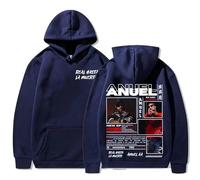 JNYEHSUI Sweats À Capuche pour Les Hommes Sweatshirt Haut De Sport Unisexe Rapper Anuel AA 2D Impression Mode Hauts Hip Hop Style Sweatshirt Décontractés Hoodies-Navy Blue||x_s
