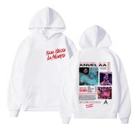 JNYEHSUI Sweats À Capuche pour Les Hommes Sweatshirt Hip Hop Style Sweatshirt Décontractés Hoodies Haut De Sport Unisexe Rapper Anuel AA 2D Impression Mode Hauts-White||x_s