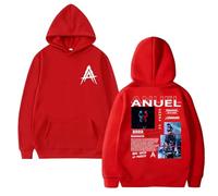 JNYEHSUI Sweats À Capuche pour Les Hommes Sweatshirt Hip Hop Style Sweatshirt Décontractés Hoodies Rapper Anuel AA 2D Impression Mode Hauts Haut De Sport Unisexe-Red||x_s
