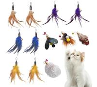 JNYUTEEN 12 Pièces Jouet à Plumes pour Chats, Rechange Jouet Interactif pour Chat, Plumes de Rechange Jouet Baguette à Chat d'Interieur pour l'intérieur Chats et Chatons