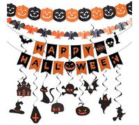 JNYUTEEN 13 Pièces Halloween Decoration, Halloween Bannière Guirlande Tourbillon Suspendue, Halloween Decoration Kit pour Décoration d'Intérieur ou d'Extérieur