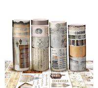 JNYUTEEN 18 Rouleaux Vintage Washi Tape Set, Masking Tape Ruban Adhésif Décoratif, Scrapbooking Rubans Washi Décoration Washitape Set pour Arts Scrapbooking Bricolage Emballage