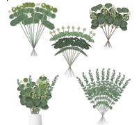 JNYUTEEN 35 Pièces Branches d'Eucalyptus Artificielles, 4 Styles Plantes Décoratives Eucalyptus, Feuilles Végétales Artificielles pour Mariage Bureau Arrangements Floraux