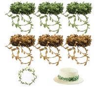 JNYUTEEN 6 Rouleaux Ruban de Vigne Artificielle, 60m Feuilles de Vigne Artificielle, Vert et Brun Vigne Artificielle Ruban Feuilles Artificielles pour Artisanat Mural Fête Décoration Domicile