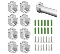 JNYUTEEN 8 Pièces de Supports pour Tringle, Fixation Forme U 25mm Support Tube Armoire avec Vis, Supports de Tringle Métallique pour Penderie Dressing Rangement