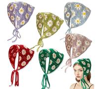 JNYUTEEN Bandeaux pour femmes, 6 pièces Boho Bandeaux Foulard, Tricoté Triangle été Foulards Bandanas Turban Cravate Floral pour femmes