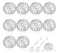 JNZLT 10 Pcs Boule de Mélangeur, Boule à Milkshake Protéine D'acier Inox apporter 2 Cuillère à Vanille en Plastique Convient pour Les Boisson Shake Protéiné