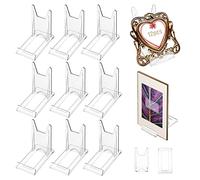 JNZLT 12 Pcs Support de Présentation, Presentoir Livre Transparent Réglable Plastique Chevalets Support Cadre Photo pour Assiette, Photo et Plaques Plates