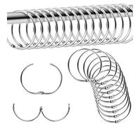 JNZLT 50 Pcs Anneaux de Reliure, Anneau Reliure en Métal Ronds Peut être Ouvert et Fermé Anneau de Rideau en Argent Convient pour La Maison & Le Bureau