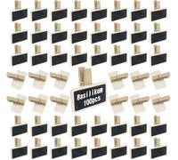 JNZLT Lot de 100 petits tableaux noirs en bois 4 x 2 cm avec clip pour décoration de maison, mariage, fête, porte-nom et mémorial