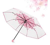 JO DE BEbe Parapluie pliable à trois plis pour femme Transparent Fleurs de cerisier Champignon Sakura Parapluie de pluie