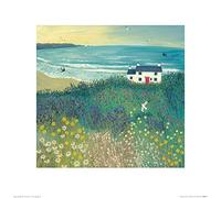 Jo Grundy (Cottage by Ocean Meadow 40 x 40 cm Toile Imprimée