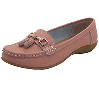 JO & JOE , Mocassins pour femme en cuir avec semelle à talon légèrement compensé, style décontracté, confortable, chaussures de travail,Rose Poudré,40 EU / 7 UK