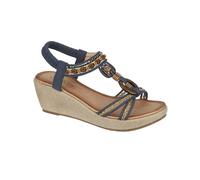 Jo & Joe Sandales compensées avec bordure élastique à l'arrière pour femme, bleu marine, 40 EU