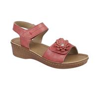 Jo & Joe Sandales compensées confortables pour femme avec détails floraux à double bride et fermeture tactile, Rouge, 39 EU