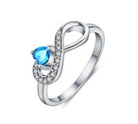 JO WISDOM Bague Infini Argent 925 Femme avec en Forme de Coeur AAA Oxyde de Zirconium Pierre de Naissance