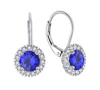 JO WISDOM Boucles d'oreilles en Argent 925/1000 Dormeuse pour Femme avec 3A Oxyde de Zirconium Pierre de naissance de septembre Couleur Saphir