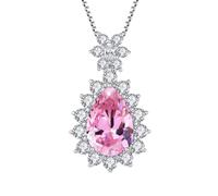 JO WISDOM Collier Forme de Larme Argent 925 Femme,Pendentif avec Chaîne 3A Zircone cubique Tourmaline pierre de naissance d'octobre Bijoux
