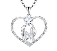 JO WISDOM Collier Pendentif Coeur Toujours ma soeur pour Toujours mon Ami Argent 925/1000 Femme avec 3A zirconium