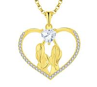 JO WISDOM Collier Pendentif Coeur Toujours ma Soeur pour Toujours Mon Ami Argent 925/1000 Femme avec 3A Zirconium avec Plaqué Or Jaune