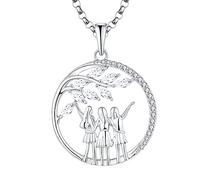 JO WISDOM Collier Toujours ma soeur pour Toujours mon Ami Argent 925/1000 Femme avec 3A zirconium,Pendentif avec Chaîne Arbre de vie
