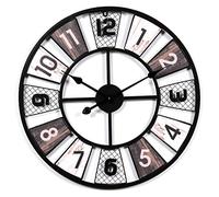 Jo332Bertram Horloge Murale Vintage Pendule Murale en Métal Style Silencieuse Murale Décoration pour Salon, Chambre, Bureau, Bar, Café - diamètre 60cm