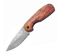 Joa Couteau de poche, couteau de poche, couteau damassé, petit couteau Tanto, acier damassé, manche en bois, couteau EDC, couteau de survie, mini couteau de chasse, couteau tout usage, carnaval remise
