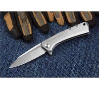 Joa Couteau pliant argenté robuste D2 en acier inoxydable et métal, couteau en acier tranchant, couteau EDC extérieur, couteau de survie universel, couteau de chasse, couteau à main