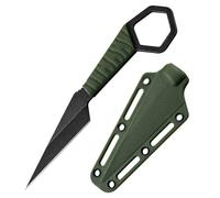 Joa Petit Couteau de Poche Léger à Lame Fixe - Portable de Camping en Acier Inoxydable - Noir - EDC de Chasse Multi-Trous - Tactique - Fourreau Kydex