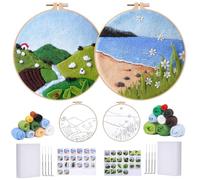 JOAAASU Lot de 2 kits de feutrage à l'aiguille pour débutants, outils de feutrage pour débutants, kits d'aiguilles de poinçonnage pour adultes, parfaits pour les décorations de festival et les cadeaux
