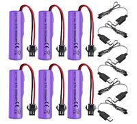 JOAASU 6 Pcs 3.7V 800mah Batterie au Lithium, Lithium avec 6 Chargeur USB SM-2P, Batteries Lithium-ION Rechargeables, pour Véhicules, Bateaux, Voitures et Robots Télécommandés
