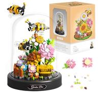 JOAASU Construction Bouquet Fleurs, Kit Construction de Fleurs Abeilles, Kit de Construction de Bouquet de Fleurs, avec Housse de Protection, Décoration de Maison pour Adultes et Enfants (548PCS)