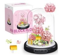 JOAASU Construction Bouquet Fleurs, Kit Construction de Fleurs d'Œillets, Ensemble de Fleurs en Briques, avec Housse de Protection, Cadeau pour Mère, Femme, Fille Et Enfant, 624 Pièces, Rose