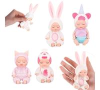 JOAASU Poupee Reborn, Mini Bebe Reborn, 4 Set Mini Poupées Réaliste Bebe, Poupée Bébé, Matériau en PVC Lavable, Soft Body, Jouets pour Enfants, Garçons et Filles, Cadeau