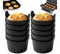 Joaecosmhui Moule Silicone Air Fryer 10 Pièces, Moule Muffin Réutilisable | Silicone Alimentaire Sans BPA, Antiadhésif, 240°C, Moule Cupcake, Œuf, Gâteau, Accessoire Friteuse À Air, Lave-Vaisselle