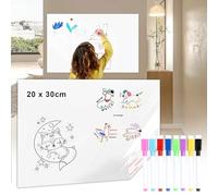 Joaecosmhui Tableau Blanc Auto-adhésif (20 x 30cm), Tableau Blanc Effacable Ultra-flexible avec 8 Marqueurs Effaçables, Facile à Coller et Décoller, Sans Résidu pour Plannings de Repas, Cuisine Liste