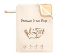 Joalpysm Lot de 2 sacs à pain en cire d'abeille, sacs à pain réutilisables avec fermeture éclair en forme de L et sangles de transport, sacs en coton pour pain de blé, pâte à sure, pour les amateurs